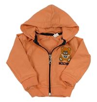 Oranžová prepínaci mikina s medvěďom a kapucí Moschino