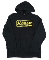 Čierna mikina s nápisom a kapucňou Barbour