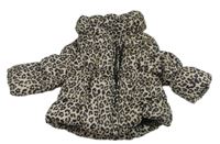 Béžová šušťáková zimná bunda s leopardím vzorom F&F