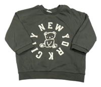 Tmavosivá mikina s medvěďom a nápisom H&M