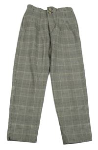 Čierno-béžovo-hnedé kockované teplákové nohavice Zara