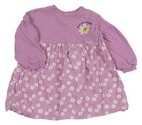 Růžové teplákovo/manšestrové šaty s květy Next