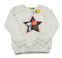 Nové - Biela chlpatá mikina s hviezdou so Snoopym