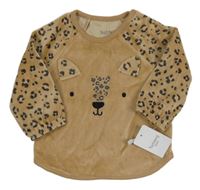 Nové - Hnedé zamatové tričko so vzorom a ňufáčikom  Nutmeg