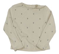 Světlebéžové květované perforované triko George