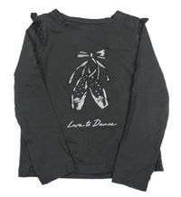 Tmavošedé triko s baletními piškoty a volánky Primark