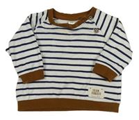 Bielo-tmavomodrá pruhovaná mikina s nášivkou H&M