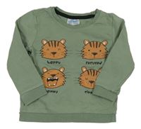 Khaki mikina s tigrami So Cute