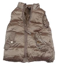 Bronzová lesklá šušťáková zateplená vesta Cool Club