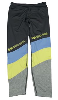 Tmavošedo-sivo-modré športové legíny s nápisom Page One Young