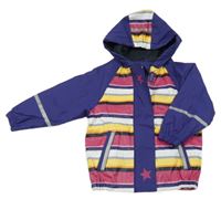 Fialovo-farebná nepromokavá lehce zateplená bunda s pruhmi a kapucňou Lupilu