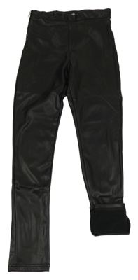 Černé koženkové legíny H&M