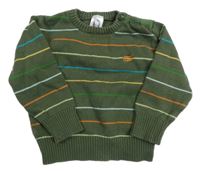 Kaki-farebný pruhovaný sveter C&A