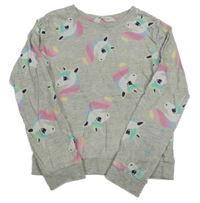 Šedé melírované mikinotriko s jednorožcami H&M