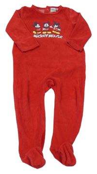 Červený sametový overal s Mickeym Disney