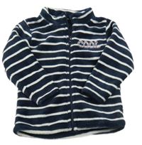 Tmavomodro-biela pruhovaná chlpatá prepínaci mikina s nápisom Lupilu