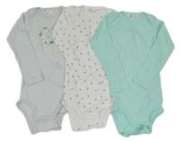 3x body - světlemodré se srdcem z květů + bílé s motýly + tyrkysové Impidimpi