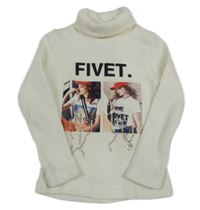 Smotanový rebrovaný svetrový rolák s dievčatkom