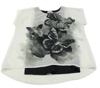 Biela šifónová blúzka s motýly Yigga