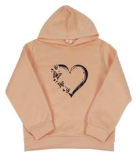 Marhuľová mikina so srdiečkom a kapucňou