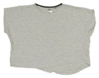 Sivo-biele pruhované crop tričko H&M