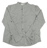 Šedá melírovaná lněná košile H&M