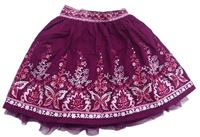 Fialovorůžová kvetovaná vzorovaná plátenná sukňa