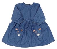 Modré ľahké rifľové šaty s králikmi M&Co.