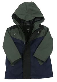 Tmavomodro-khaki nepromokavá jesenná bunda s kapucňou River Island
