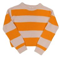 Světleůžovo-oranžový pruhovaný crop sveter H&M