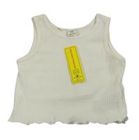 Biely rebrovaný crop top shein