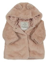 Světlerůžový kožešinový zateplený kabátek s kapucňou George