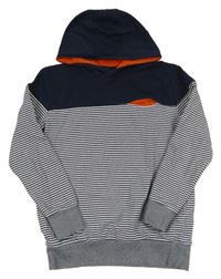 Tmavomodro-biela pruhovaná mikina s kapucňou Yigga