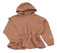 Starorůžová mikina se srdíčkem a volánkem a kapucí George