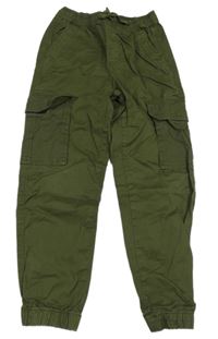 Khaki plátěné cuff kalhoty s kapsami dunnes