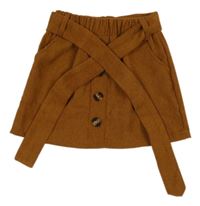 Hnedá ľahká menšestrová sukňa s opaskom shein