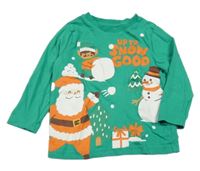 Zelené tričko so Santou a sněhulákem F&F