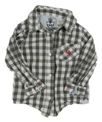 Šedo-bílá kostkovaná košile s výšivkou C&A