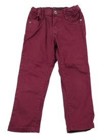 Vínové plátěné kalhoty 