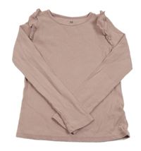 Starorůžové žebrované triko s volánky H&M