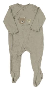 Béžový pruhovaný overal s medvěďom C&A