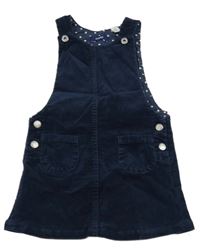 Tmavomodré menšestrové na traké šaty s vreckami okaidi