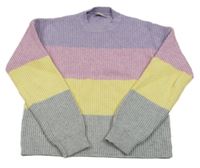 Fialovo-ružovo-žltý ľahký sveter only