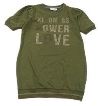 Khaki teplákové šaty s nápisom