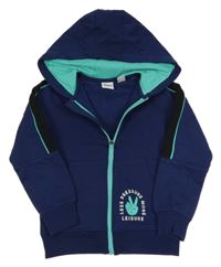 Tmavomodro-zelená propínací mikina s kapucí Lily & Dan