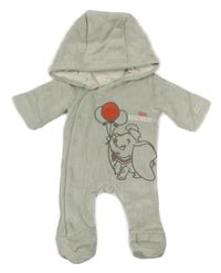 Světlešedá sametová zateplená kombinéza s Dumbem a kapucí Disney