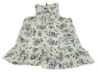 Smetanovo-modrá kvetovaná ľahká šatová tunika Benetton