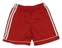 Červené sportovní kraťasy s bílými pruhy Adidas