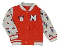 Červeno-šedá propínací mikina s Minnie Disney