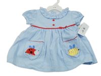 Nové - Svetlomodré šaty s lienkou a vosou